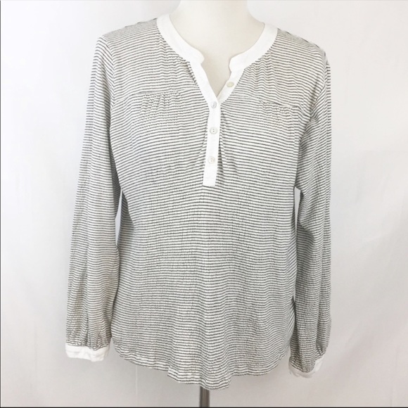 VCUG | Anthropologie Dolan Henley Stripped Top M - Picture 2 of 8